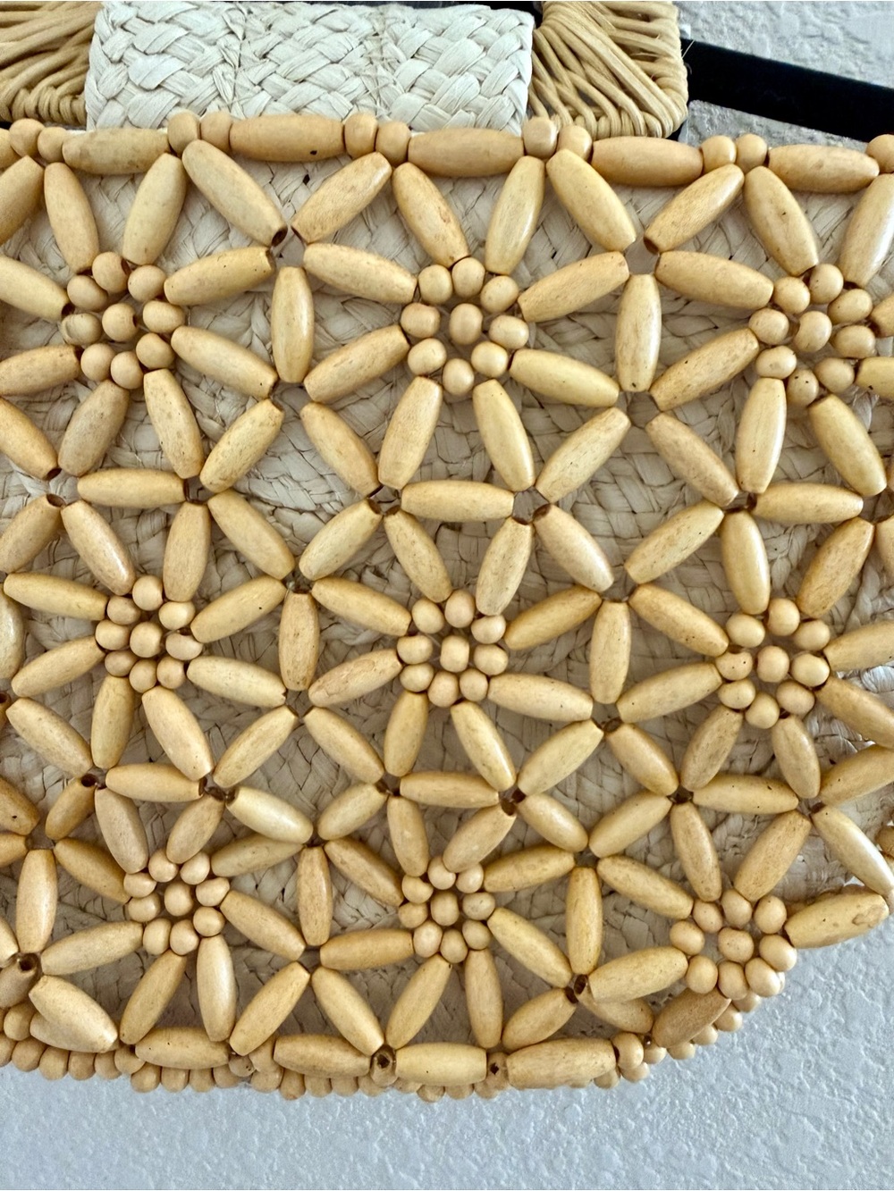 a new day Natural Woven Bead Straw Tote - Picture 3 of 6